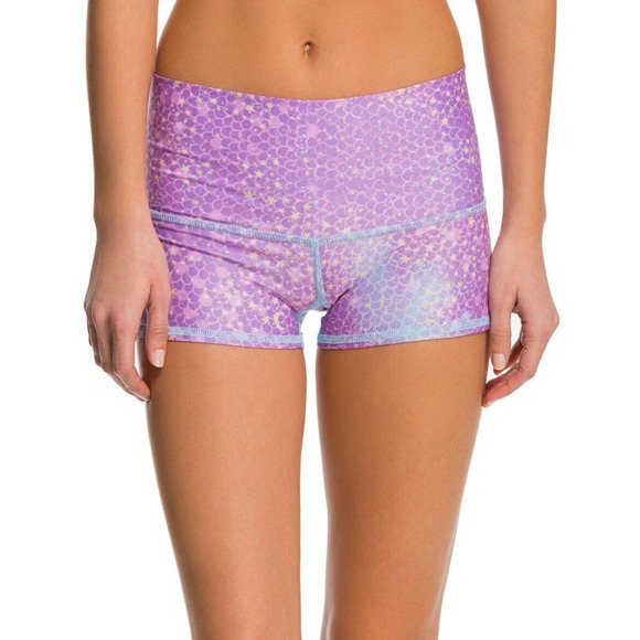 teeki Pants - Teeki Womens Yoga Shorts Purple Lavender Large Pilates Anti Microbial Mermaid